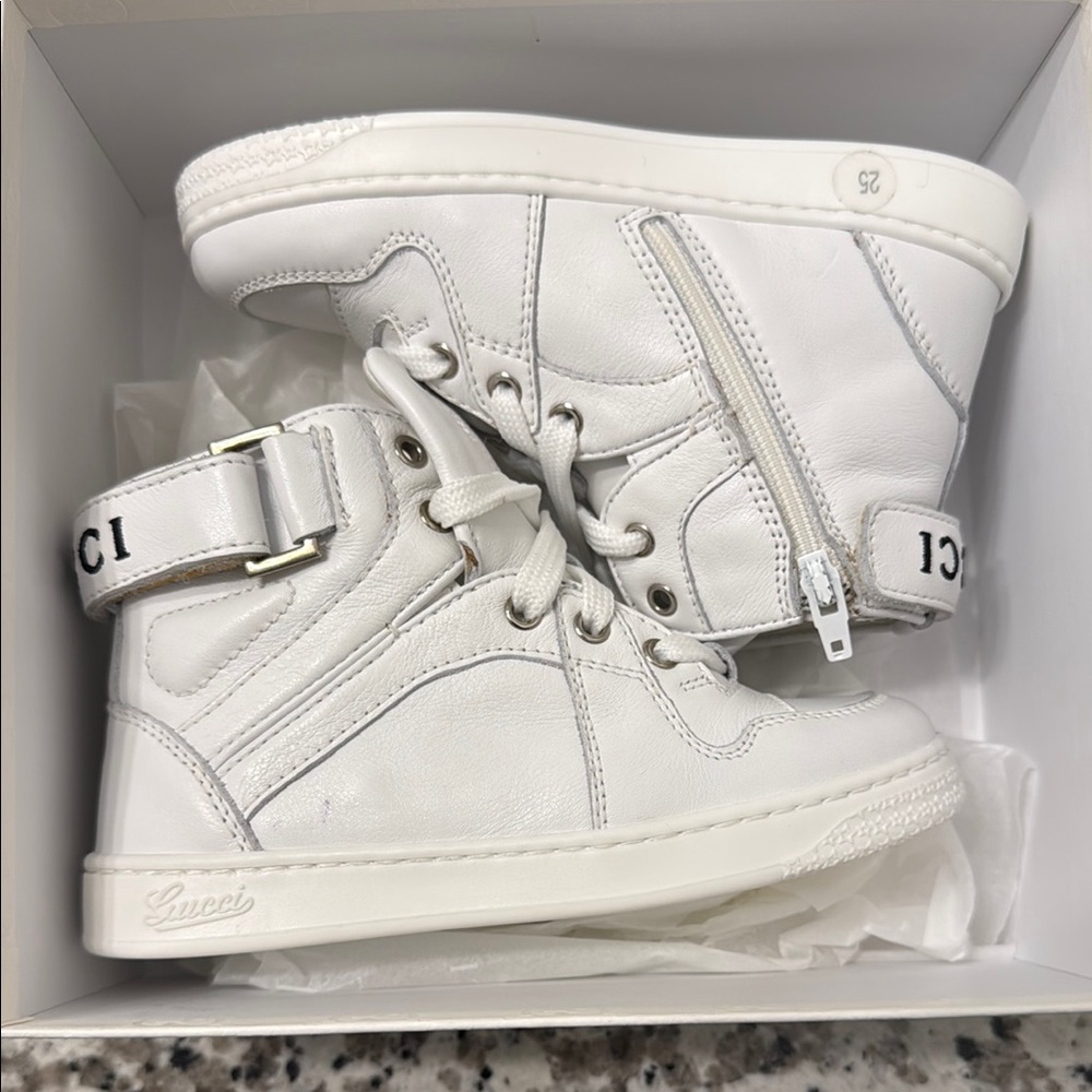 Gucci Kids White High-Top Sneakers